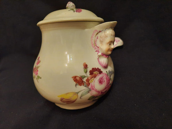 Ansbach Porcelain Floral Chocolate Pot, circa 1760