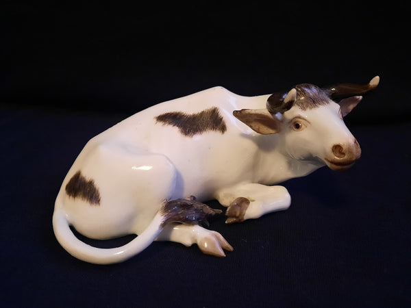 Meissen Porcelain Figurine of a Recumbent Fresian Cow, 1750