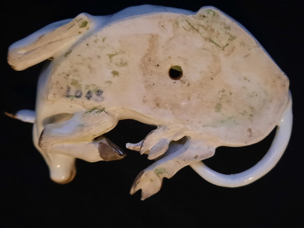 Meissen Porcelain Figurine of a Recumbent Fresian Cow, 1750