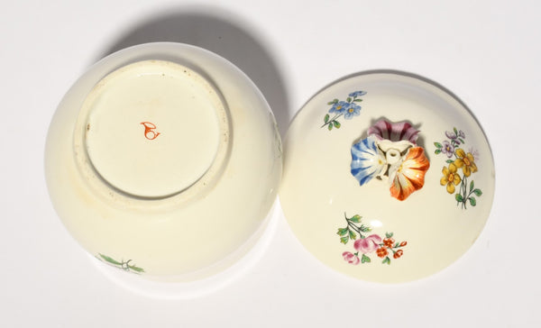 Chantilly Porcelain Floral Sugar Bowl and Cover, c.1750