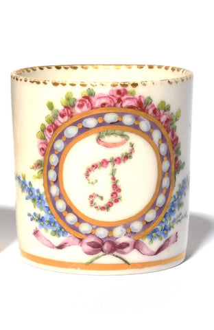 Sevres Porcelain Coffee Can with the Initial J within a painted Bead Panel 1785