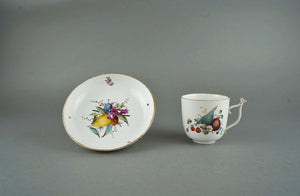 Hochst Fruit Pattern Coffee Cup & Saucer. Circa 1770