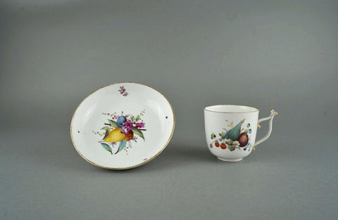Hochst Fruit Pattern Coffee Cup & Saucer. Circa 1770