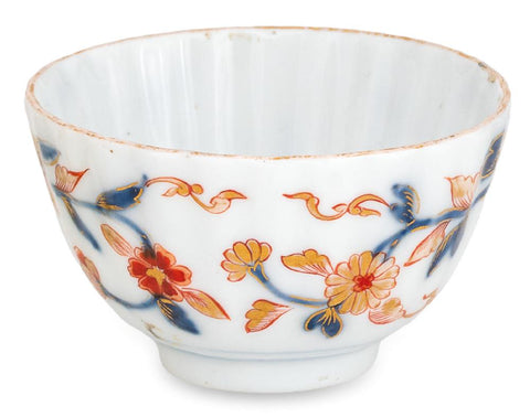 Meissen Porcelain Fluted Tea Bowl with Floral Imari Pattern, 1735-1740