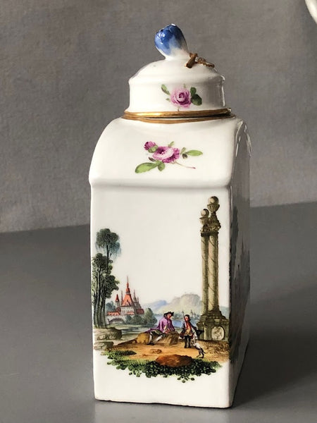 Meissen Porcelain Kauffahrtei Scene Tea Caddy 1740