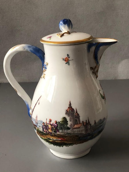 Meissen Porcelain Kauffahrtei Scene Hot Water Pot (Dot Period 1756-1773)