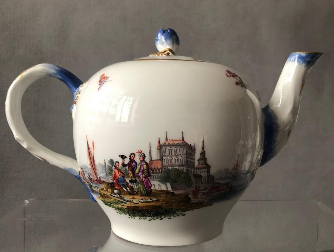 Meissen Porzellan Kauffahrtei Szene Teekanne 1740 