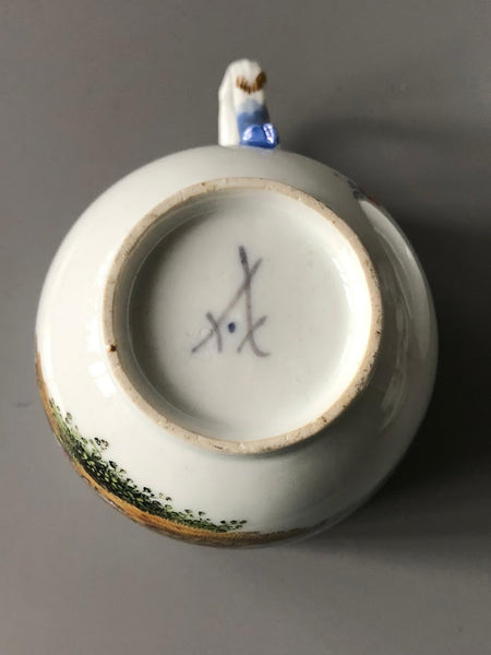 Meissen Porcelain Kauffahrtei Scene Coffee Cup & Saucer (Dot Period 1756-1773)#1