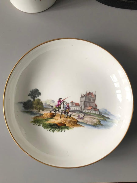 Meissen Porzellan Kauffahrtei Szene Kaffeetasse und Untertasse (Dot Period 1756-1773) #2 