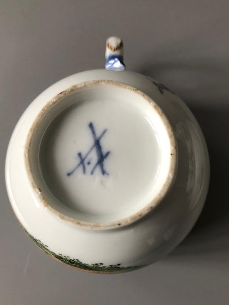 Meissen Porzellan Kauffahrtei Szene Kaffeetasse und Untertasse (Dot Period 1756-1773) #2 