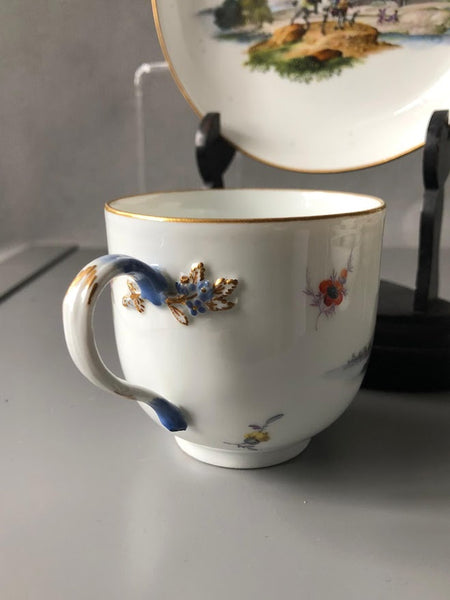 Tasse à café et soucoupe en porcelaine de Meissen Kauffahrtei Scene (période Dot 1756-1773) #2 