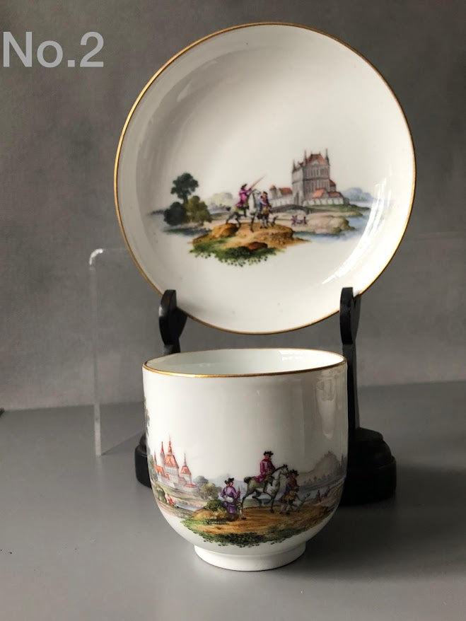 Meissen Porzellan Kauffahrtei Szene Kaffeetasse und Untertasse (Dot Period 1756-1773) #2 