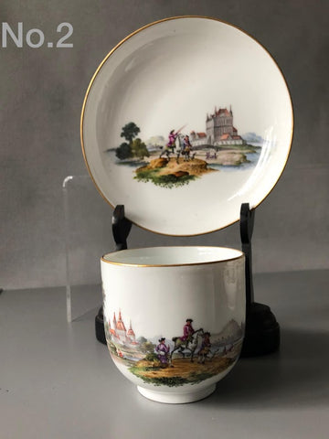 Tasse à café et soucoupe en porcelaine de Meissen Kauffahrtei Scene (période Dot 1756-1773) #2 