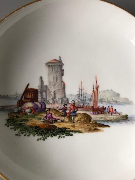 Tasse à café et soucoupe en porcelaine de Meissen Kauffahrtei Scene (période Dot 1756-1773) #3 