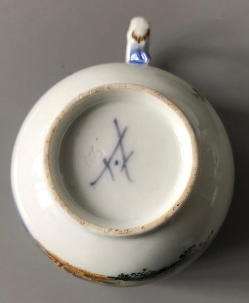 Tasse à café et soucoupe en porcelaine de Meissen Kauffahrtei Scene (période Dot 1756-1773) #3 