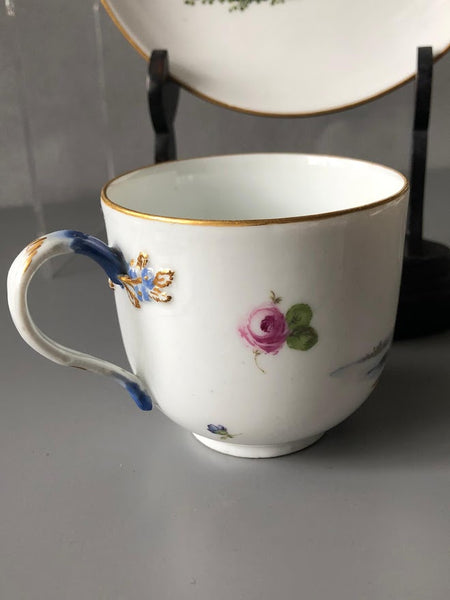 Meissener Porzellan-Kauffahrtei-Szene-Kaffeetasse und Untertasse (Punktperiode 1756–1773) Nr. 3 