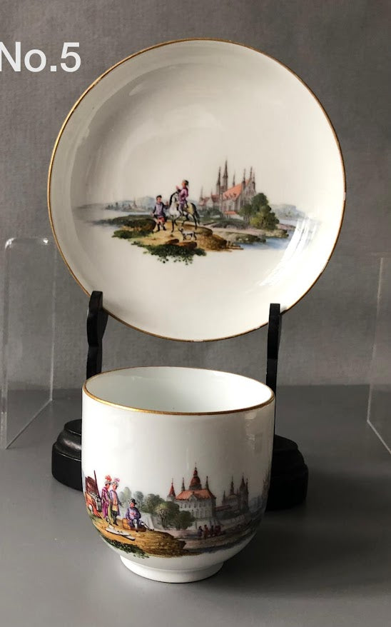 Meissen Porcelain Kauffahrtei Scene Coffee Cup & Saucer (Dot Period 1756-1773) #5