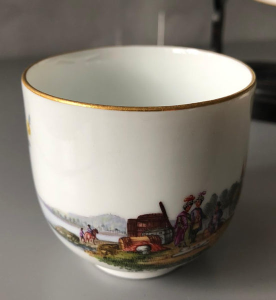 Tasse à café et soucoupe en porcelaine de Meissen Kauffahrtei Scene (période Dot 1756-1773) #5 