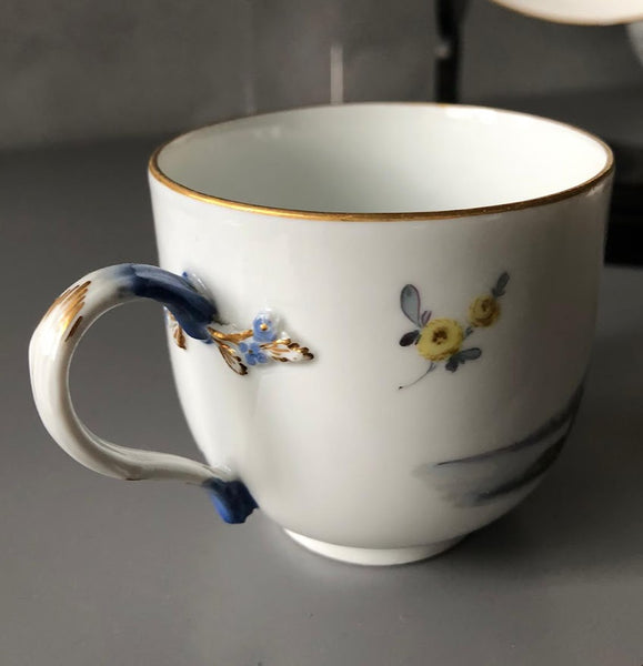 Meissen Porcelain Kauffahrtei Scene Coffee Cup & Saucer (Dot Period 1756-1773) #5