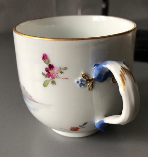 Tasse à café et soucoupe en porcelaine de Meissen Kauffahrtei Scene (période Dot 1756-1773) #5 