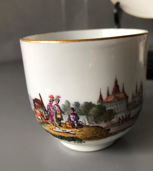 Meissen Porcelain Kauffahrtei Scene Coffee Cup & Saucer (Dot Period 1756-1773) #5