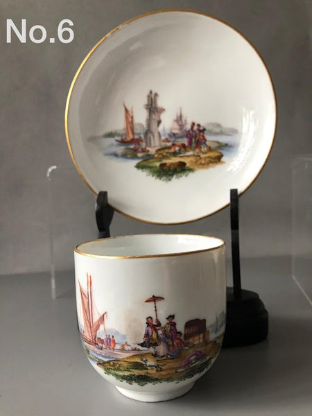 Tasse à café et soucoupe en porcelaine de Meissen Kauffahrtei Scene (période Dot 1756-1773) #6 