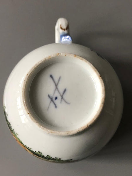 Tasse à café et soucoupe en porcelaine de Meissen Kauffahrtei Scene (période Dot 1756-1773) #6 