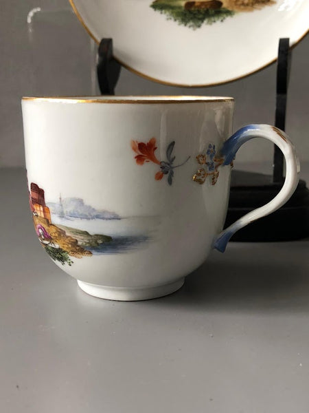 Meissen Porcelain Kauffahrtei Scene Coffee Cup & Saucer  ( Dot Period 1756-1773) #6