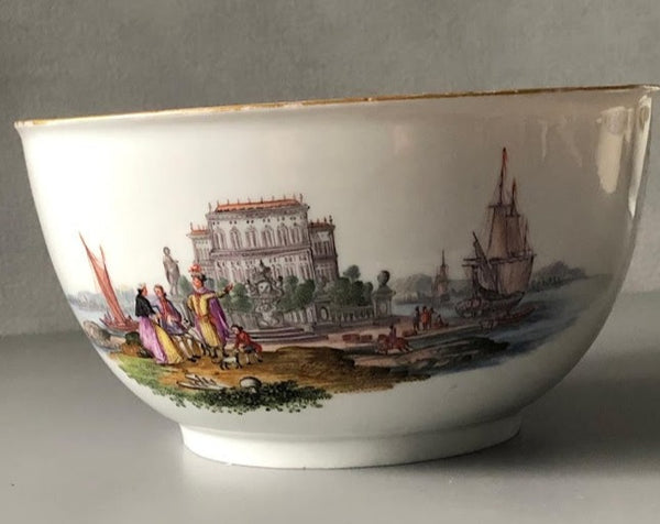 Meissen Porcelain Kauffahrtei Scene Slop Bowl ( Dot Period 1756-1773)