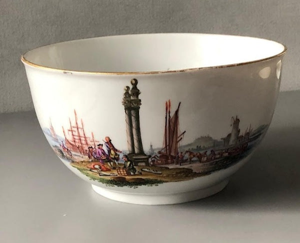 Bol à Slop Scène Kauffahrtei En Porcelaine De Meissen (Période Dot 1756-1773) 