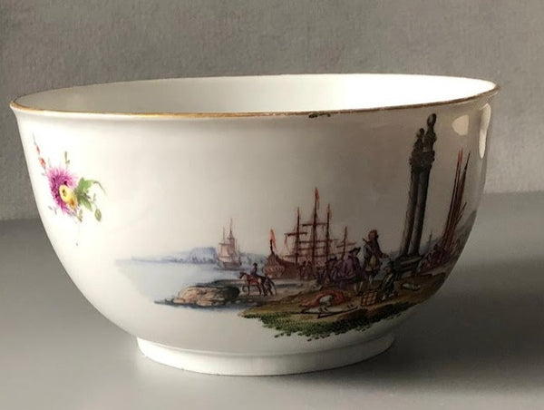 Meissener Porzellan Kauffahrtei Scene Slop Bowl (Dot Period 1756-1773) 