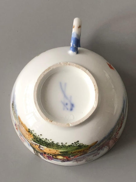 Tasse à thé et soucoupe en porcelaine de Meissen Kauffahrtei (période Dot 1756-1773) #1 