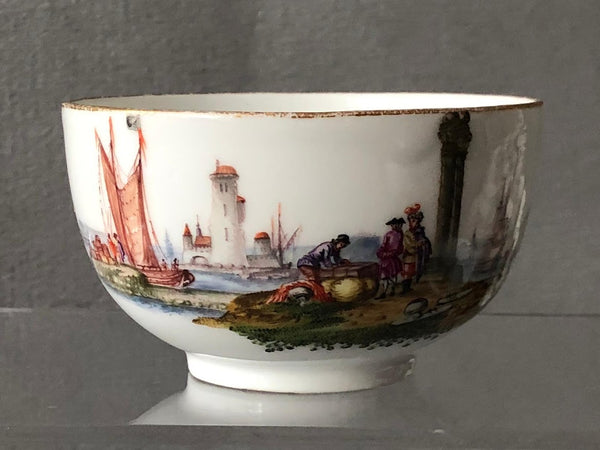 Meissen Porcelain Kauffahrtei Scene Tea Cup & Saucer ( Dot Period 1756-1773) #1