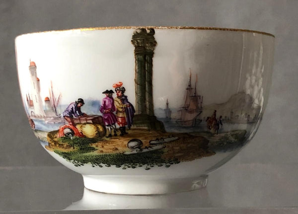 Meissen Porcelain Kauffahrtei Scene Tea Cup & Saucer ( Dot Period 1756-1773) #1