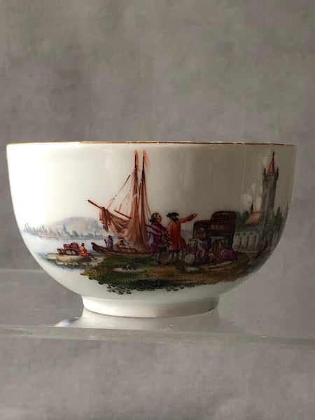 Meissen Porcelain Kauffahrtei Scene Tea Cup & Saucer  (Dot Period 1756-1773) #4