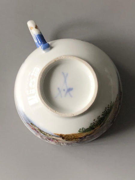 Meissen Porzellan Kauffahrtei Szene Teetasse &amp; Untertasse (Dot Period 1756-1773) #7 