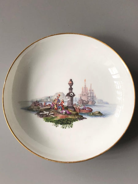 Meissen Porzellan Kauffahrtei Szene Teetasse &amp; Untertasse (Dot Period 1756-1773) #7 