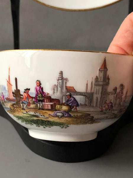 Meissen Porcelain Kauffahrtei Scene Tea Cup & Saucer  (Dot Period 1756-1773) #7