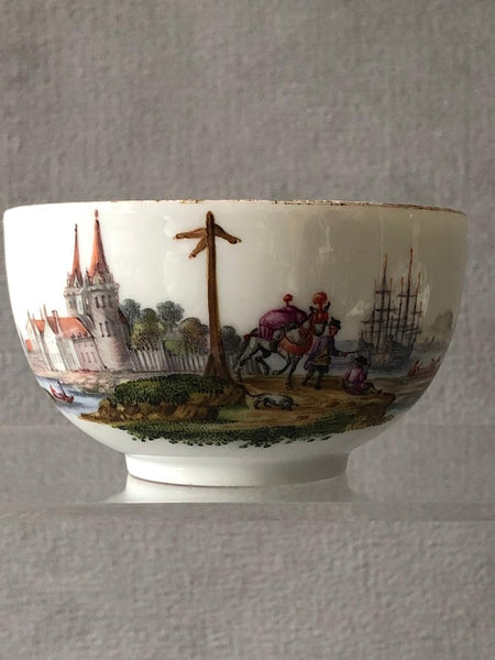 Tasse à thé et soucoupe en porcelaine de Meissen Kauffahrtei Scene (période Dot 1756-1773) #6 