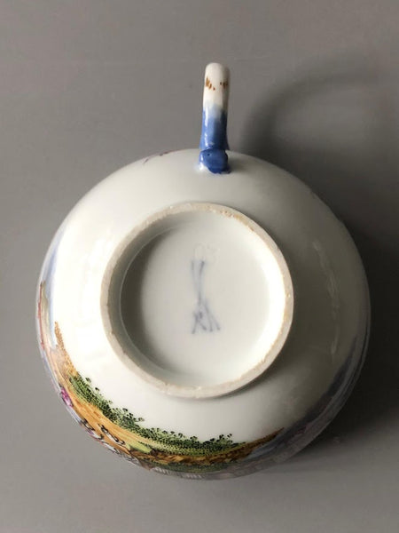 Tasse à thé et soucoupe en porcelaine de Meissen Kauffahrtei Scene (période Dot 1756-1773) #6 