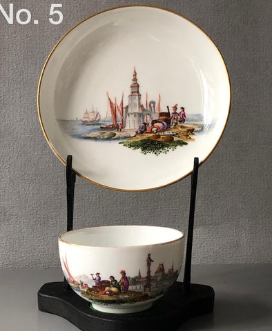 Meissen Porzellan Kauffahrtei Szene Teetasse &amp; Untertasse (Dot Period 1756-1773) #5 