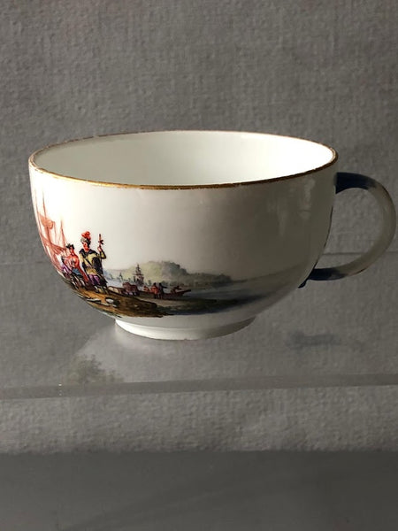 Meissen Porzellan Kauffahrtei Szene Teetasse &amp; Untertasse (Dot Period 1756-1773) #9