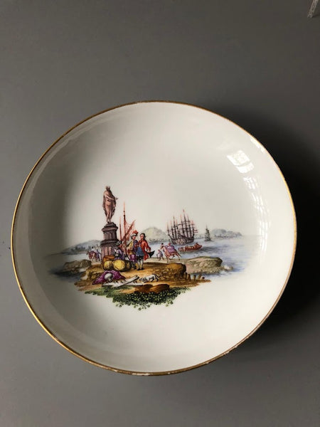 Tasse à thé et soucoupe en porcelaine de Meissen Kauffahrtei Scene (période Dot 1756-1773) #10 
