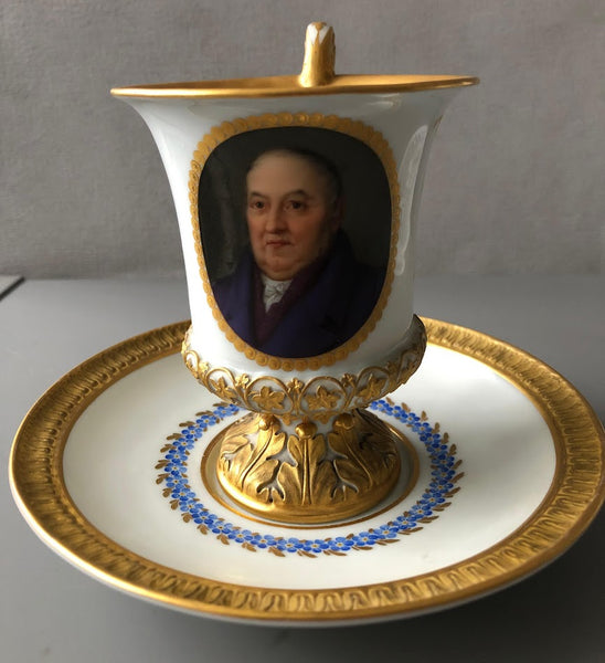 Tasse Et Soucoupe Portrait En Porcelaine De Meissen 19ème