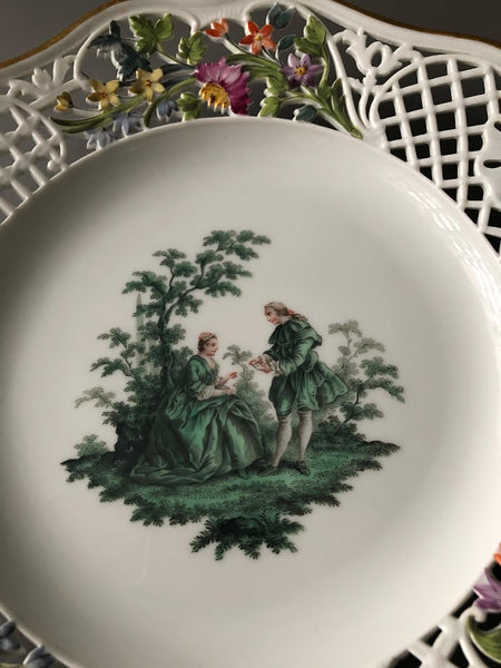 Meissen Porcelain Brühlsche Allerlei Courting Couples Plate 19th C