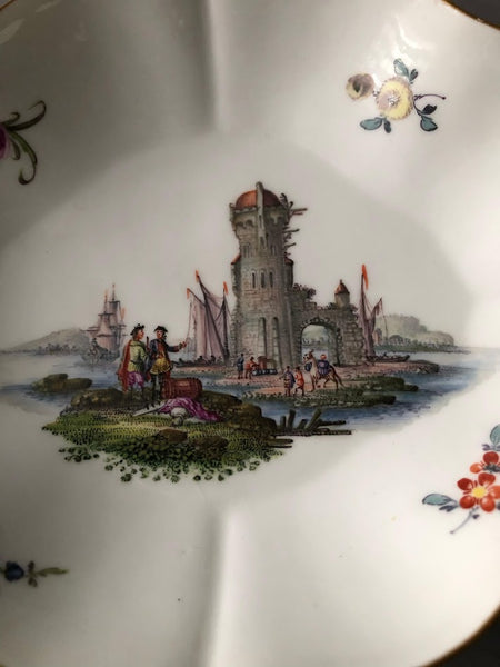 Meissen Porcelain Kauffahrtei Scene Spoon Tray ( Dot Period 1756-1773)