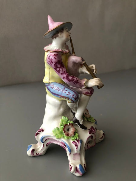 Bow Porcelain Harlequin, Playing Bagpipes 1765
