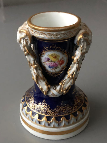 Meissen Porcelain Cobalt Blue, Floral Candlesticks 19th C