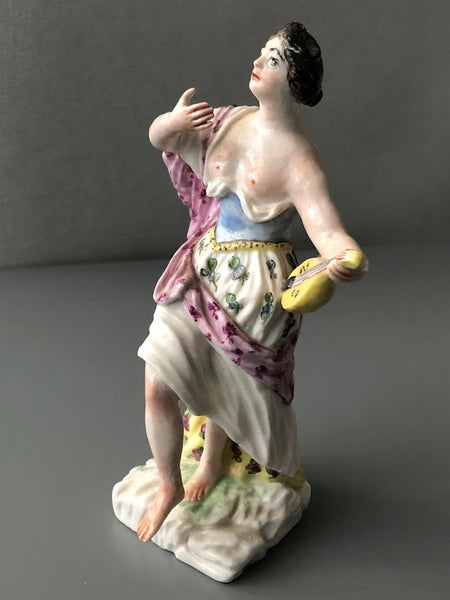 Mennecy Porcelain Figure of a Muse, Terpsichore 1765-1770.