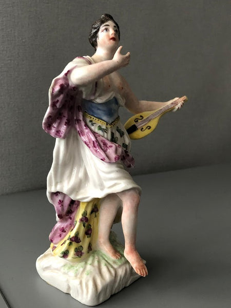 Mennecy Porcelain Figure of a Muse, Terpsichore 1765-1770.